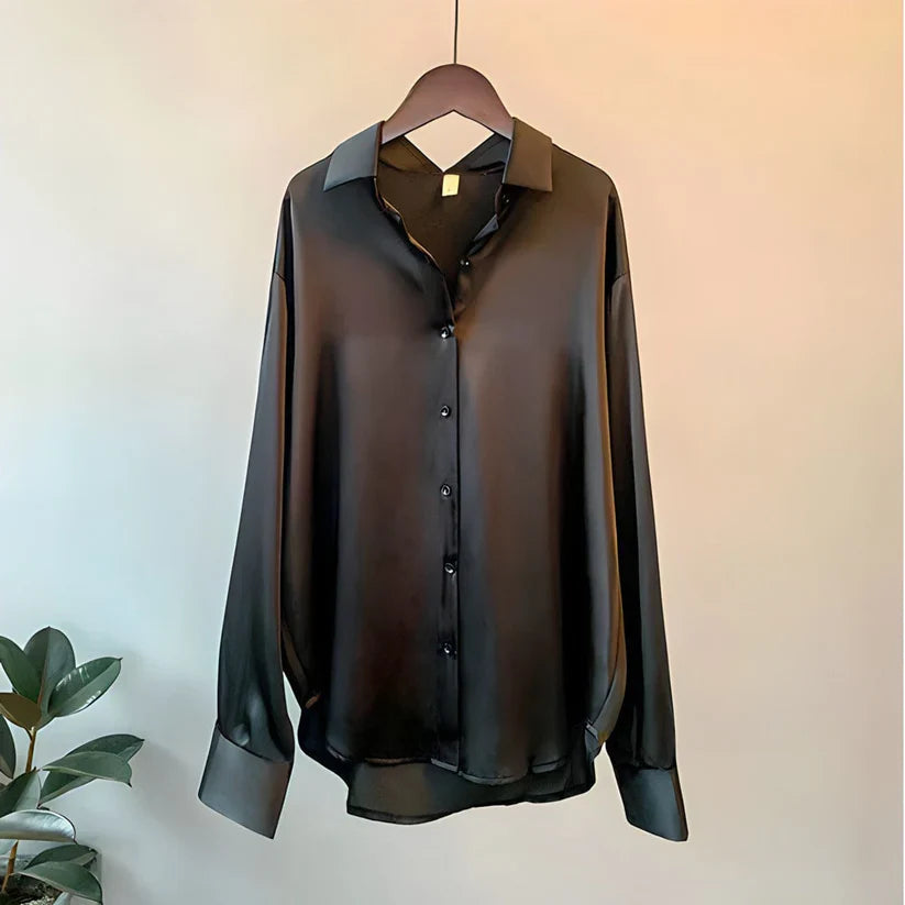 Blusa Mujer de Seda Manga Larga Acabado Elegante