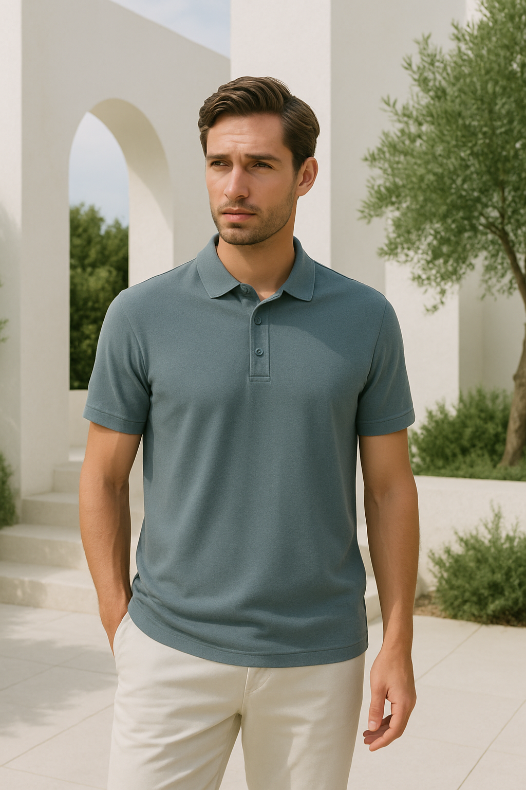 Polo hombre clásico de algodón ajuste regular