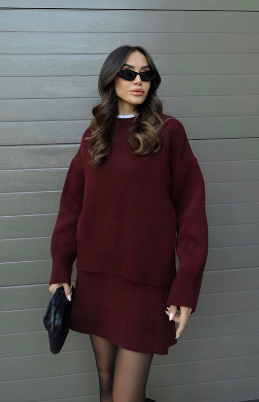 Conjunto Mujer Minifalda y Jersey Oversize Ajuste Holgado - Mavetta