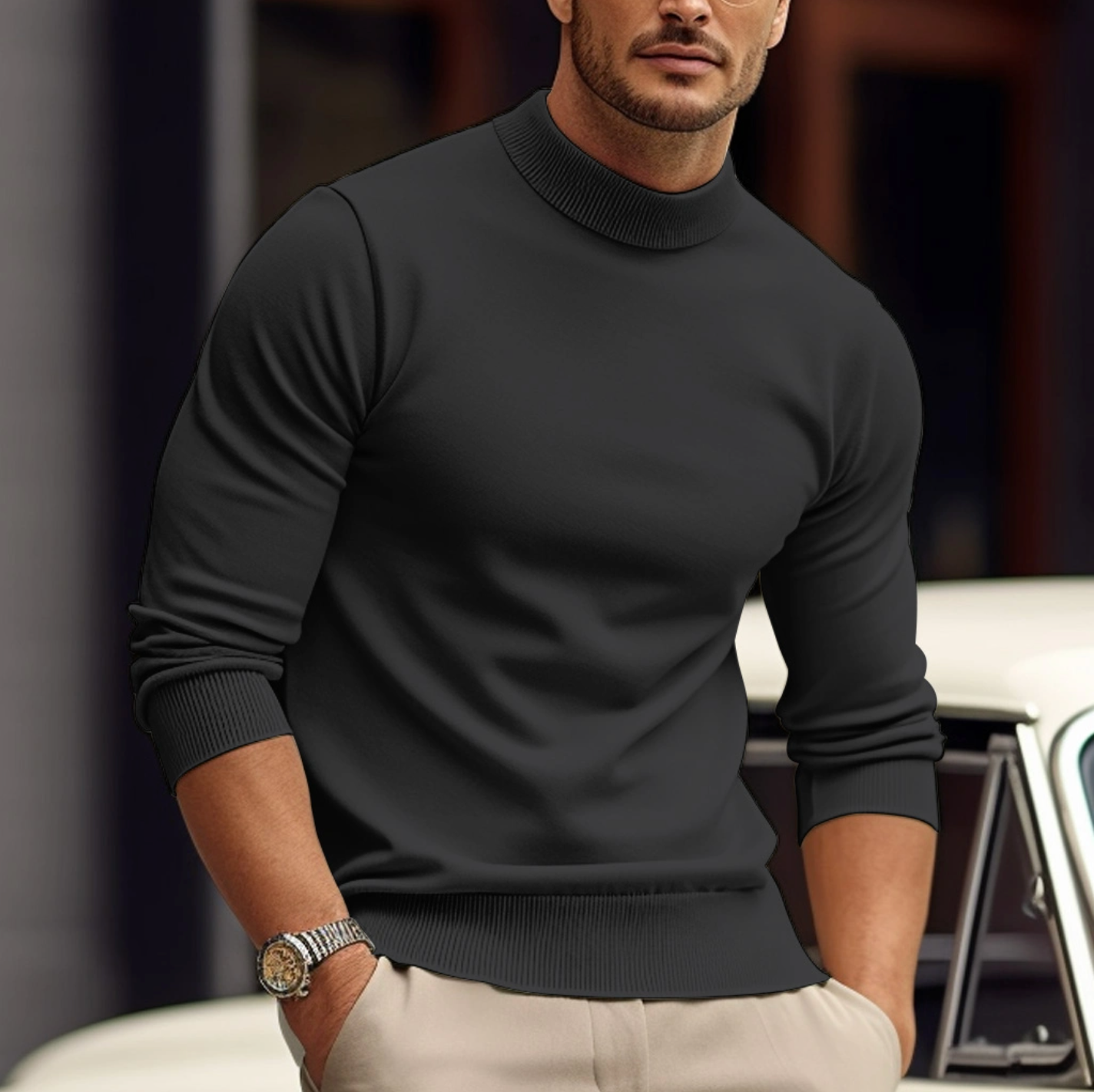 Jersey hombre de algodón cómodo manga larga primavera otoño