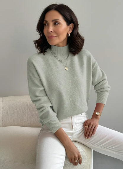 Jersey Mujer Cuello Alto Suave Ajuste Casual