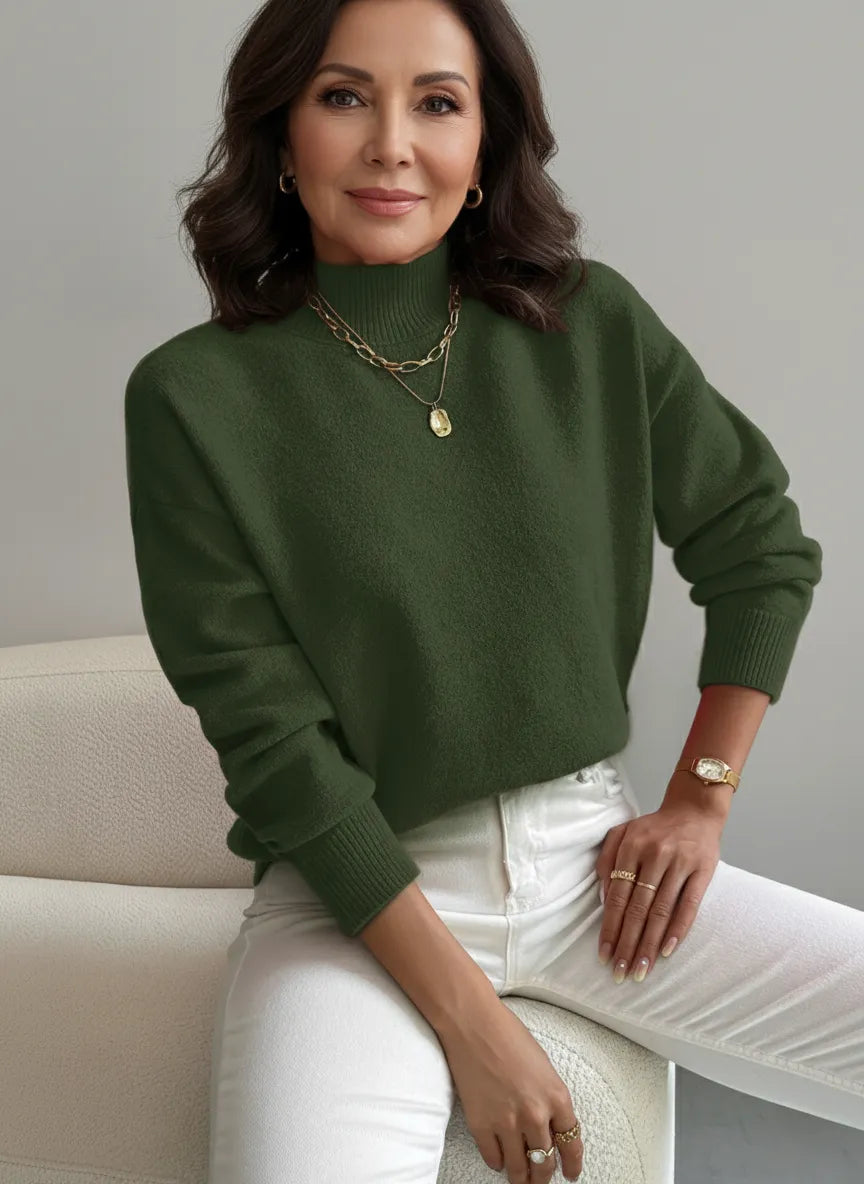 Jersey Mujer Cuello Alto Suave Ajuste Casual