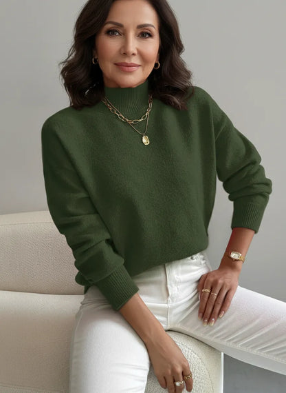 Jersey Mujer Cuello Alto Suave Ajuste Casual