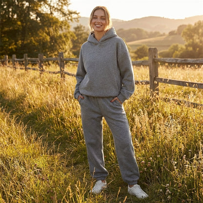 Conjunto Mujer Sudadera con Capucha y Jogger Oversize