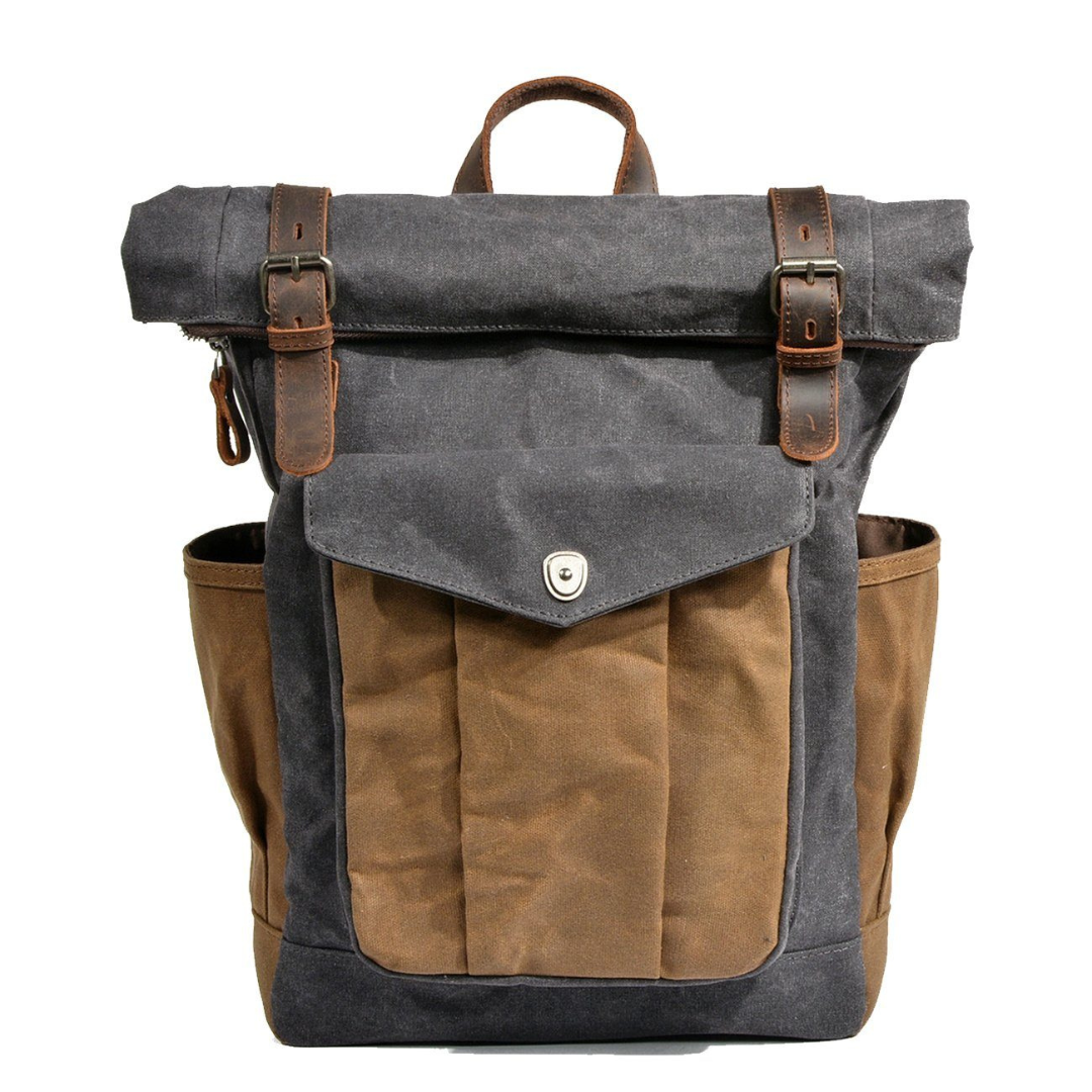 Mochila Viaje Mujer Canvas Solapa Enrollable Correas Hebillas - Mavetta