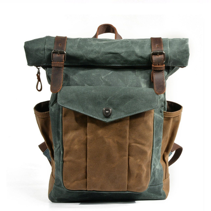 Mochila Viaje Mujer Canvas Solapa Enrollable Correas Hebillas