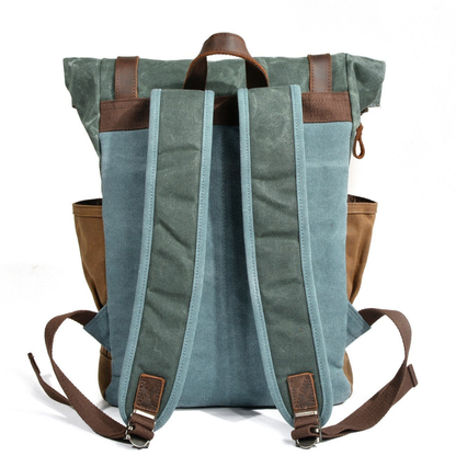 Mochila Viaje Mujer Canvas Solapa Enrollable Correas Hebillas