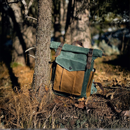 Mochila Viaje Mujer Canvas Solapa Enrollable Correas Hebillas