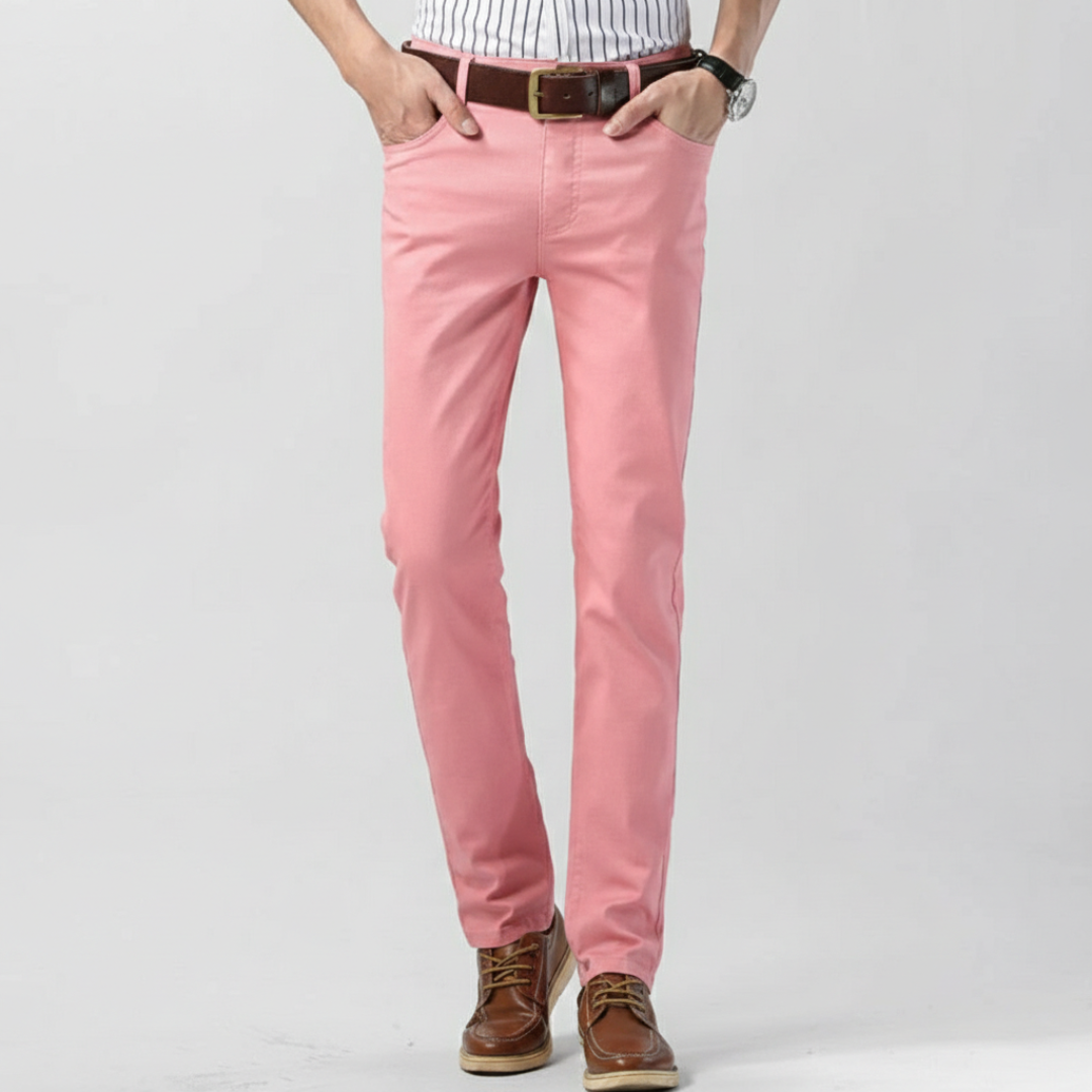 Pantalones Chinos Hombre Algodón Slim Fit Cinco Bolsillos Trabillas - Mavetta