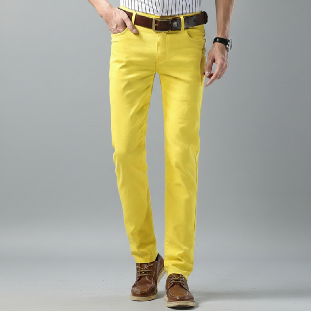 Pantalones Chinos Hombre Algodón Slim Fit Cinco Bolsillos Trabillas