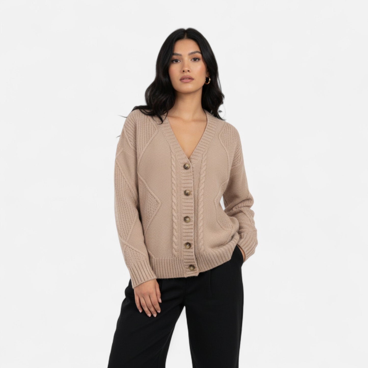 Cárdigan Mujer Punto Suave Estilo Clásico