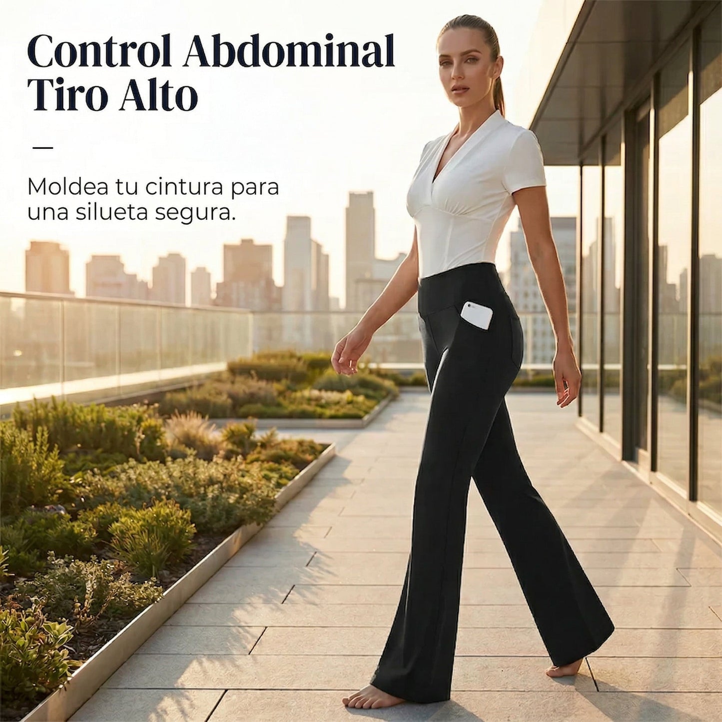 Pantalón Mujer Cintura Alta Elástico Corte Amplio