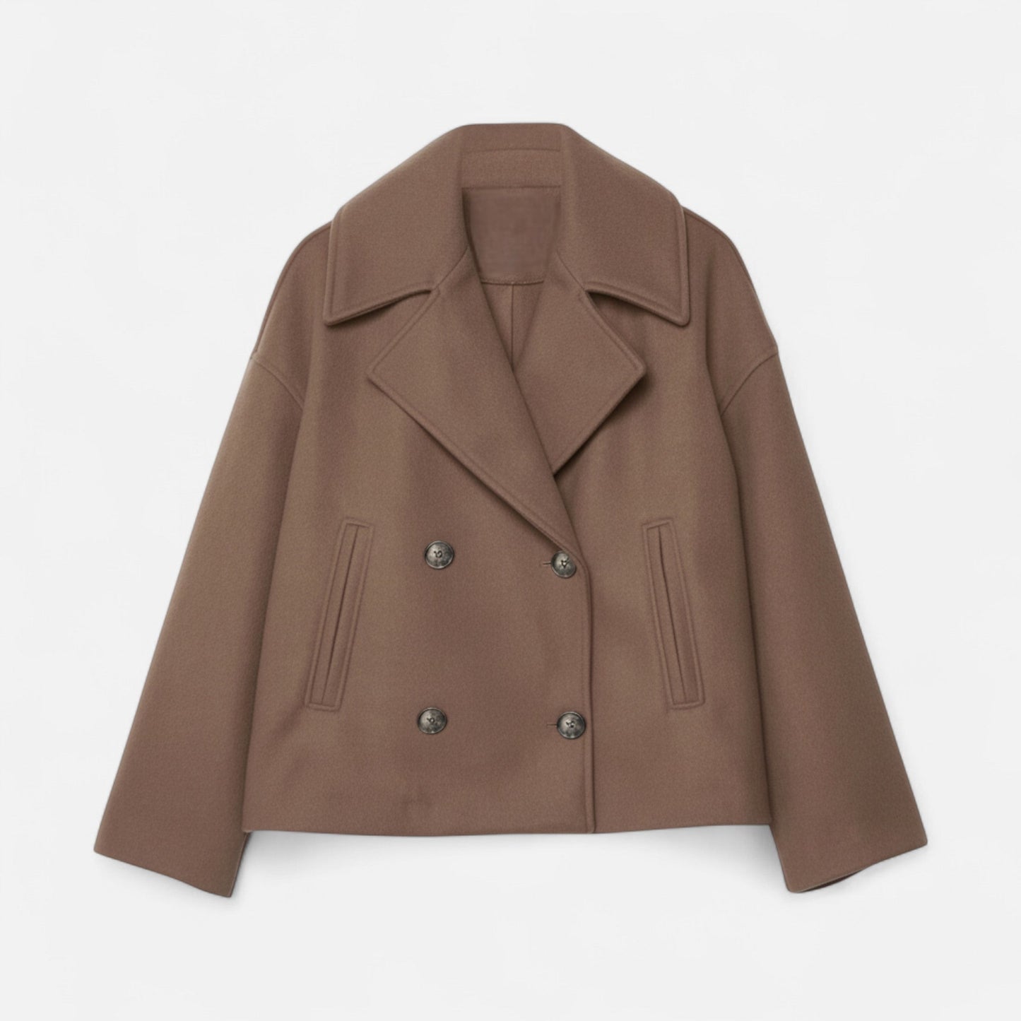 Abrigo Corto Mujer Oversize de Lana Elegante