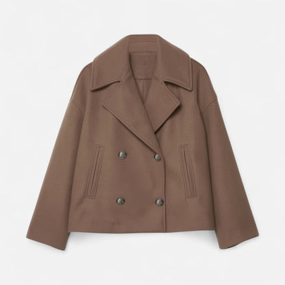 Abrigo Corto Mujer Oversize de Lana Elegante