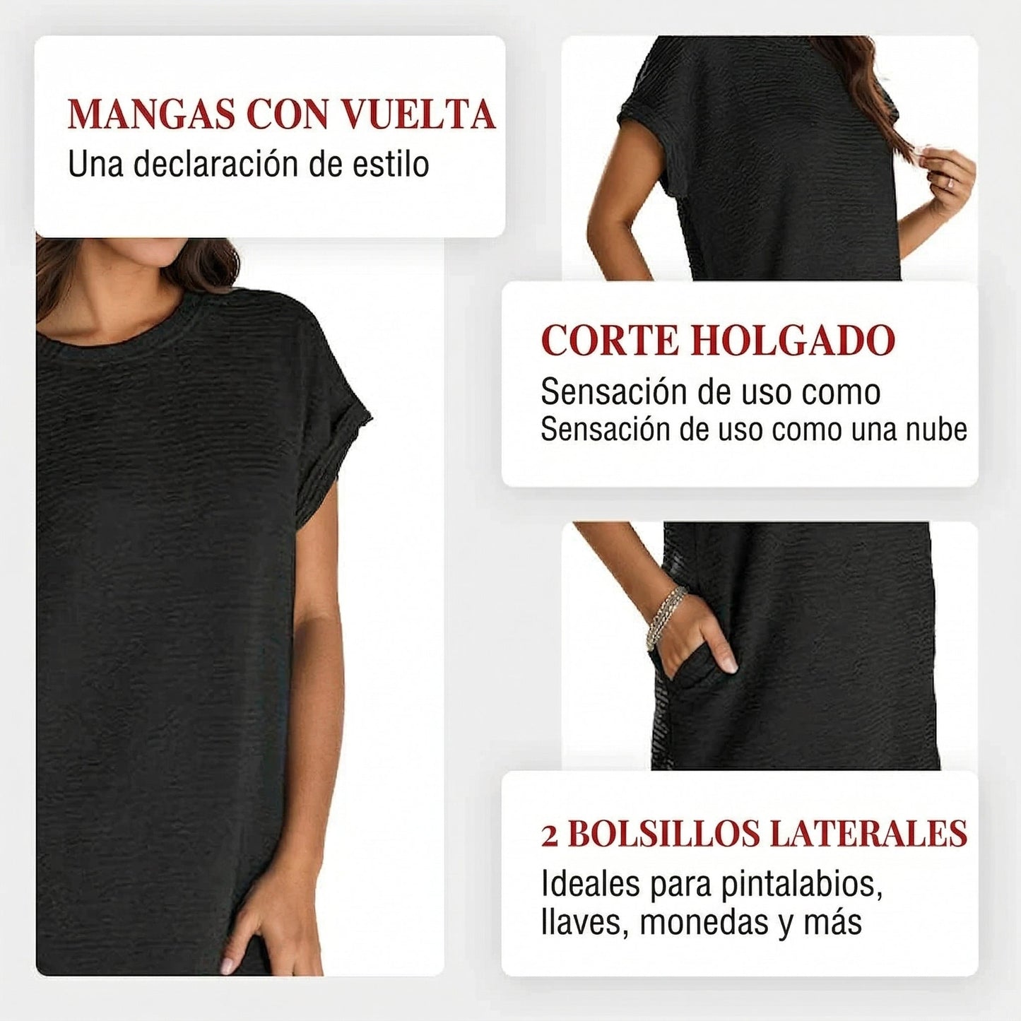 Vestido Mujer Corte Holgado con Bolsillos