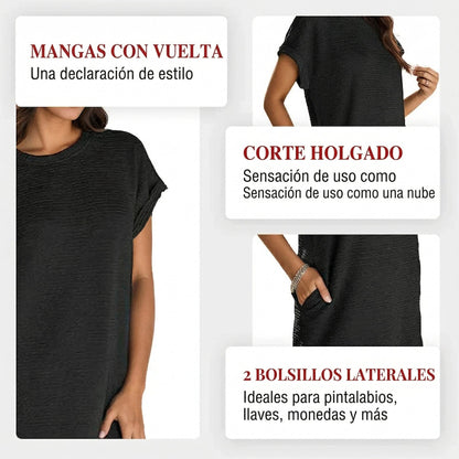 Vestido Mujer Corte Holgado con Bolsillos