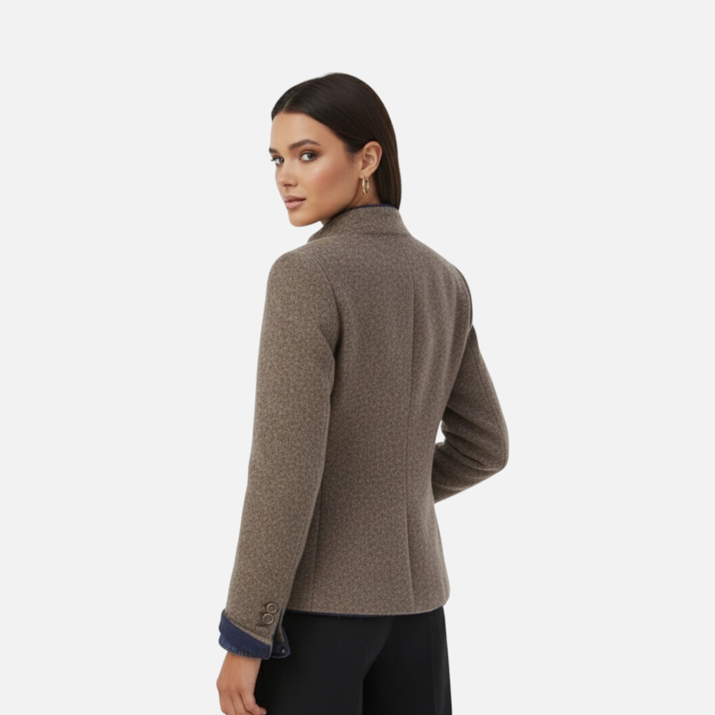 Abrigo Mujer Lana Imitación Corte Elegante Invierno
