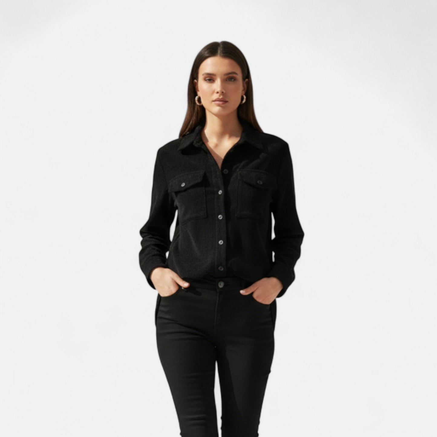 Camisa Mujer de Pana Bolsillos de Solapa