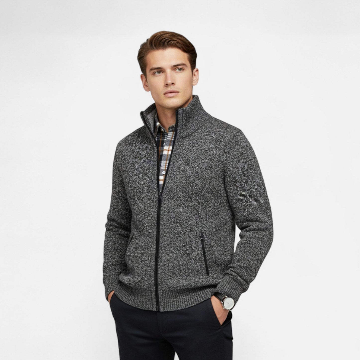Jersey hombre de tejido con cremallera invierno