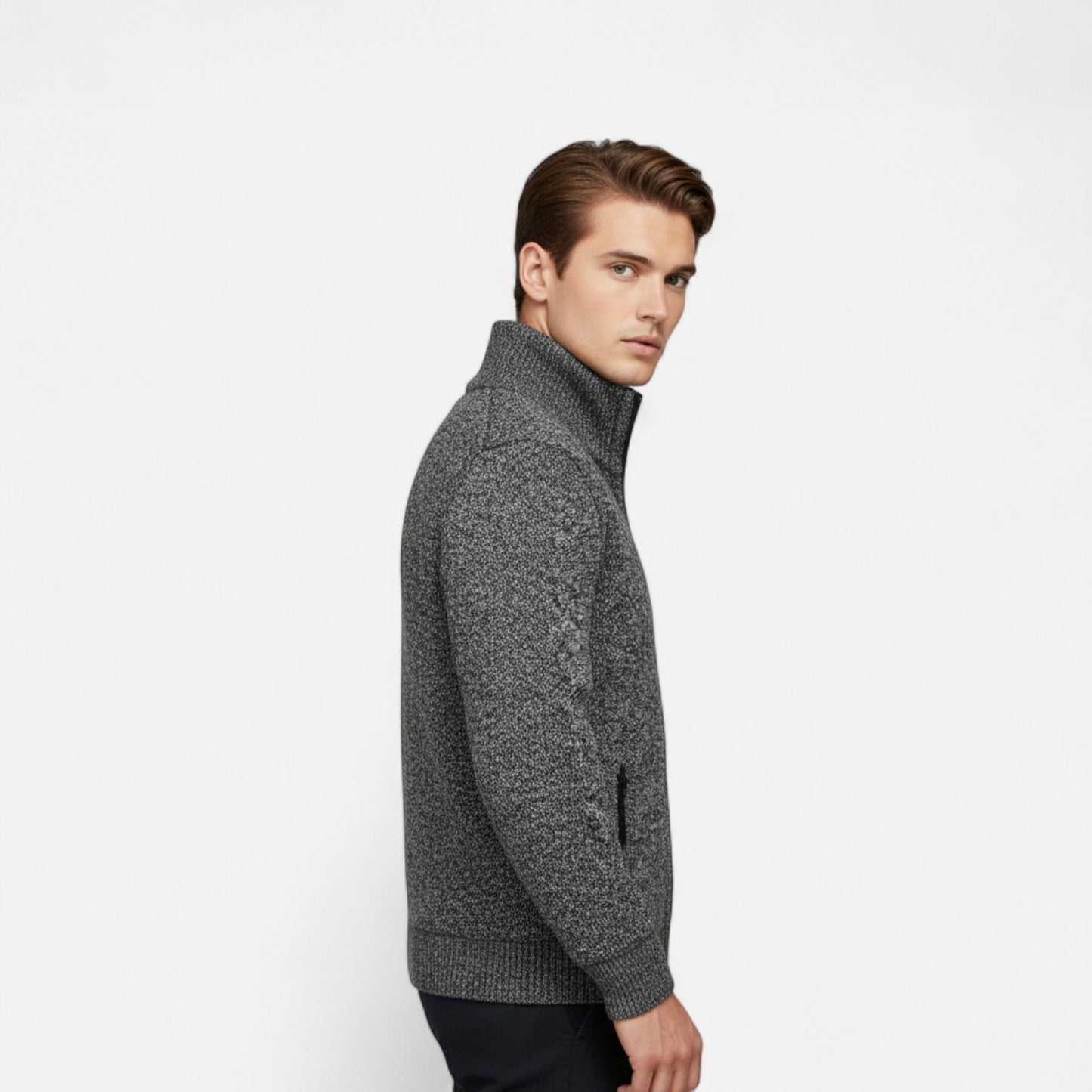 Jersey hombre de tejido con cremallera invierno