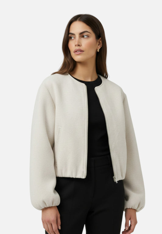 Chaqueta Bomber Mujer de Forro Polar Cremallera Cuello Redondo - Mavetta
