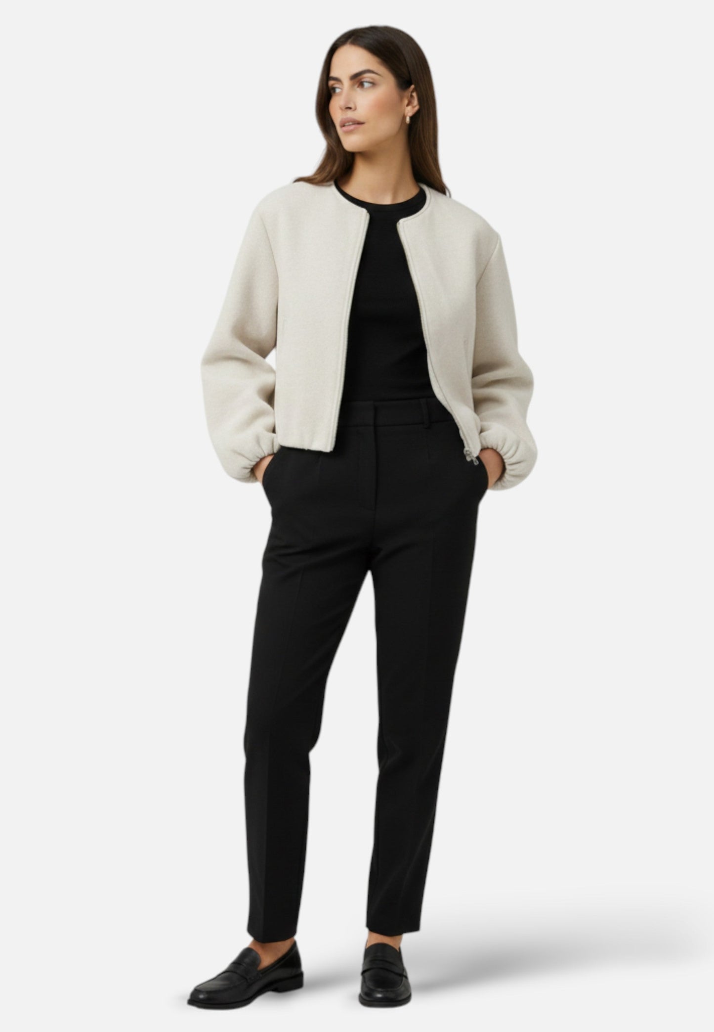 Chaqueta Bomber Mujer de Forro Polar Cremallera Cuello Redondo
