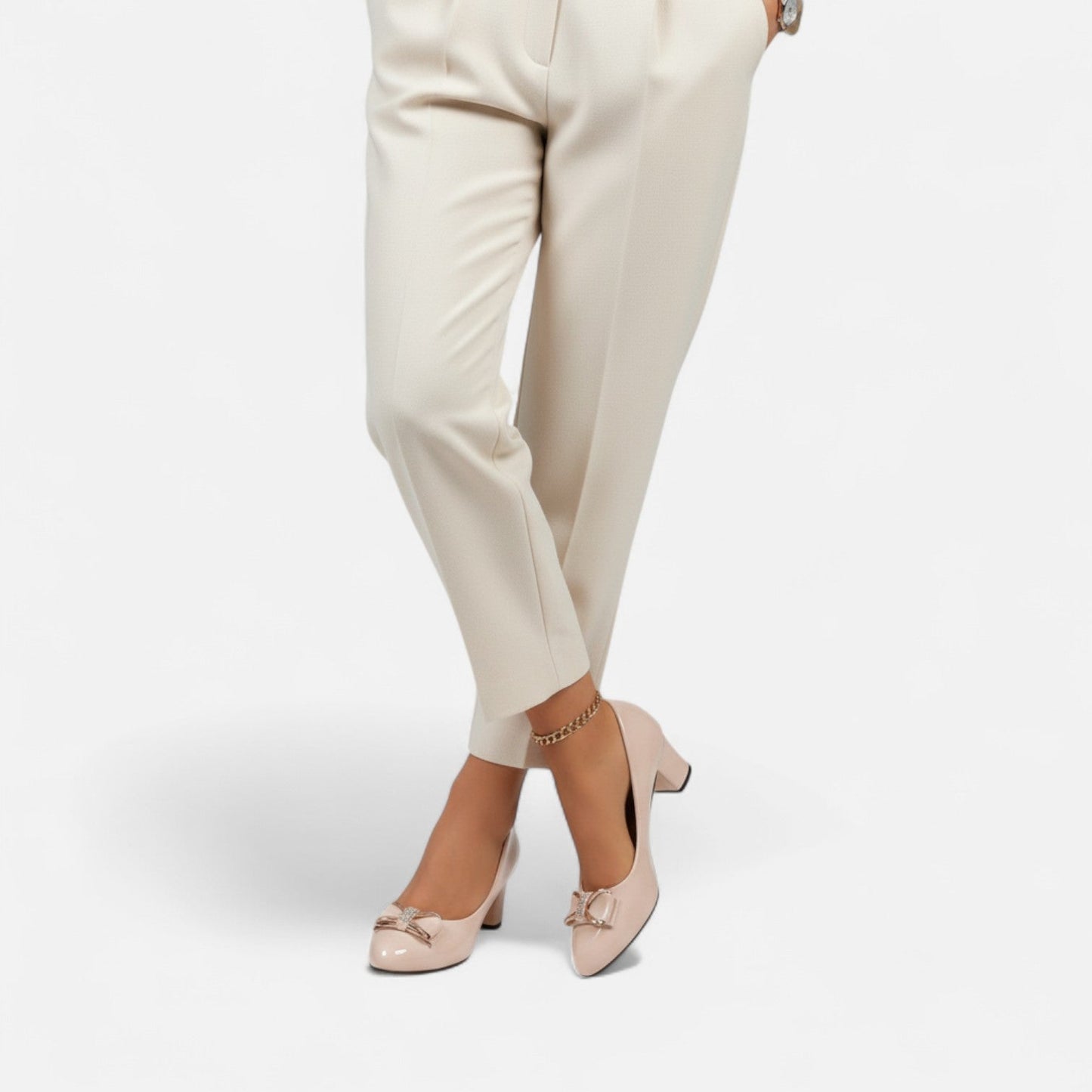 Tacones Altos Mujer con Lazo y Detalle de Cristal