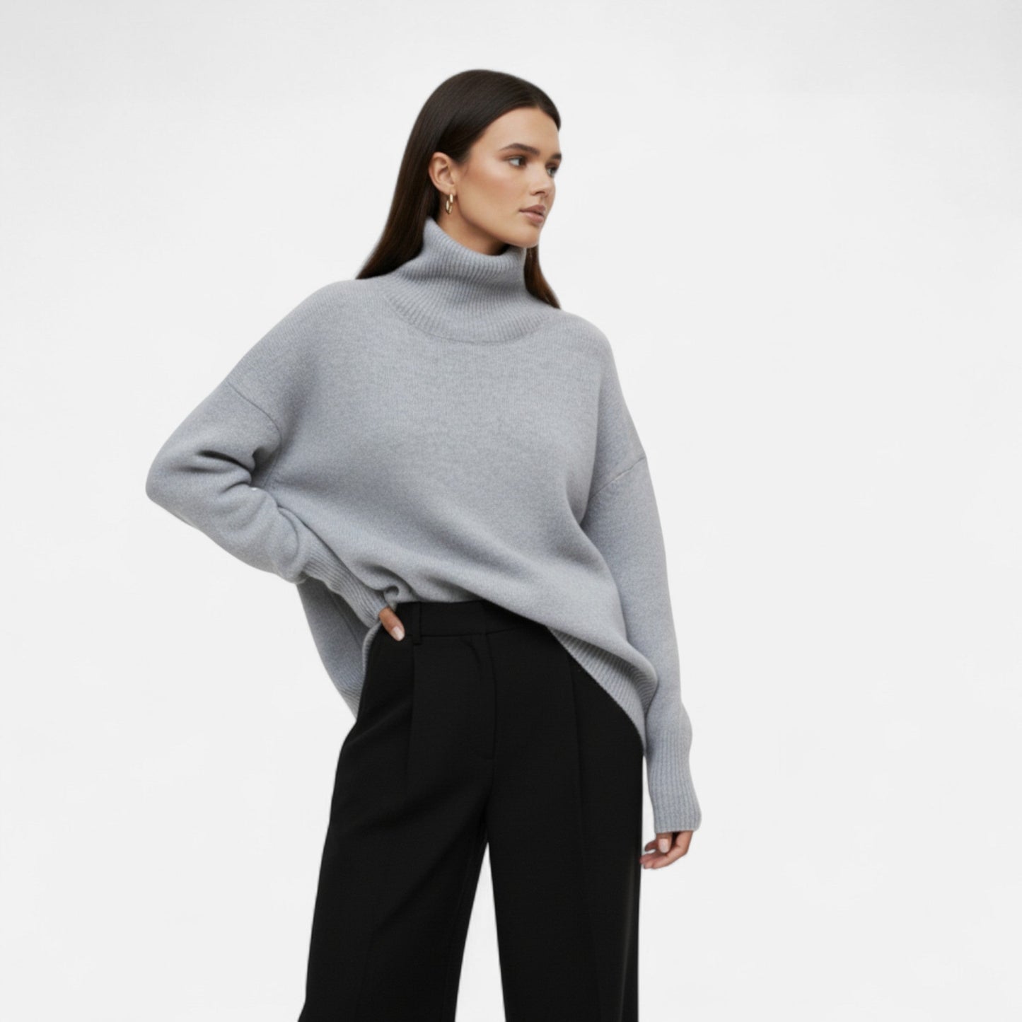 Jersey Mujer Invierno Cuello Alto Corte Suelto