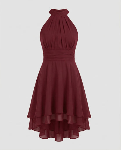 Vestido mini Mujer con cuello halter y falda acampanada
