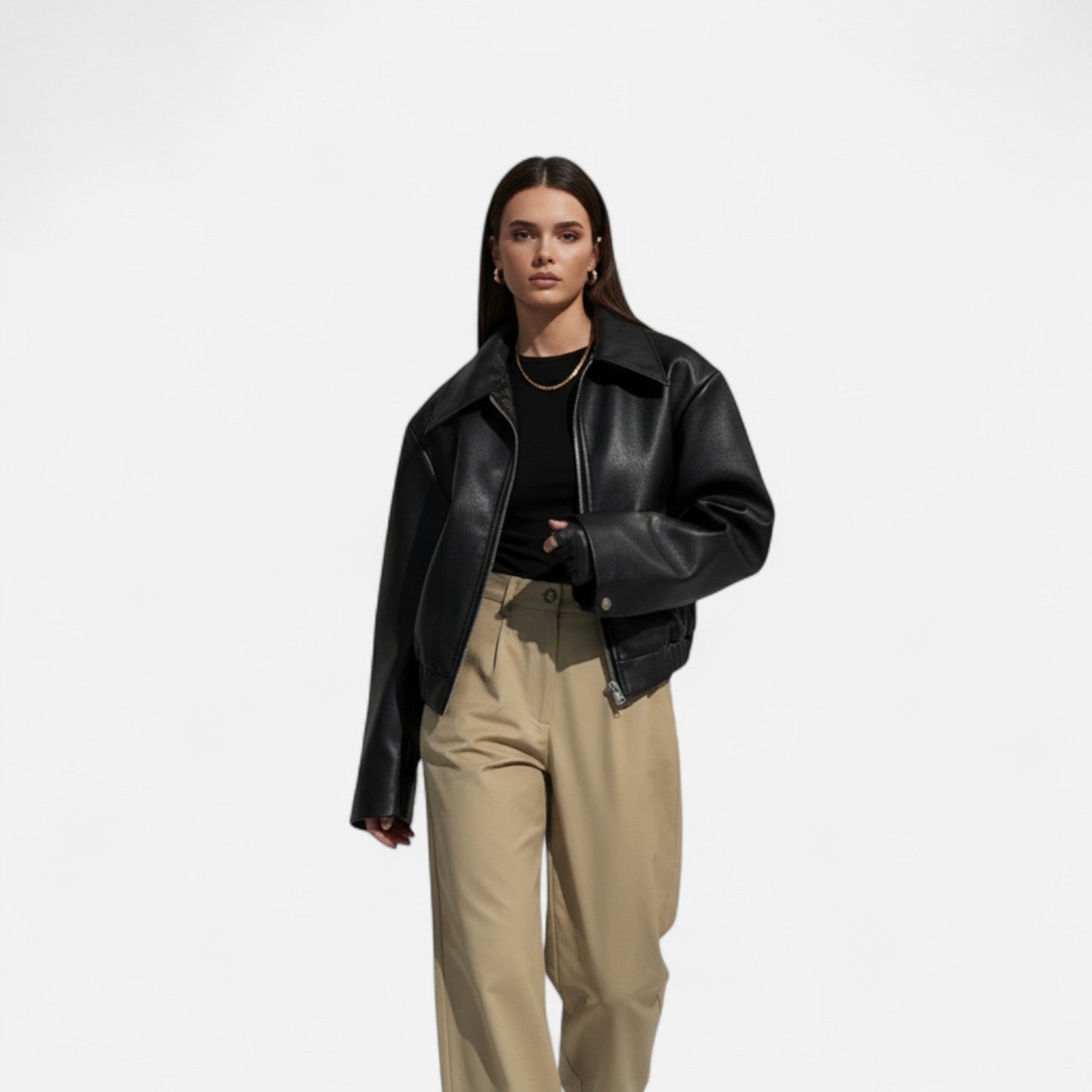 Chaqueta Motera Mujer de Polipiel Ajuste Slim