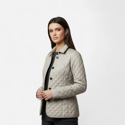 Chaqueta Acolchada Mujer Cuello Solapa Ajuste Elegante