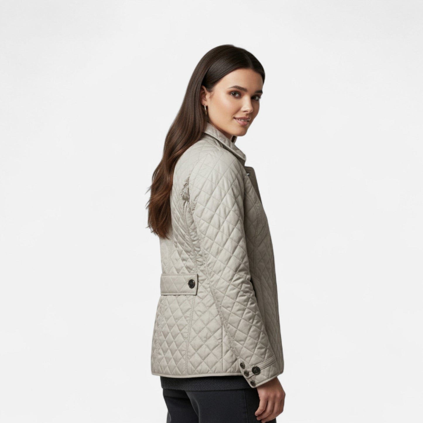 Chaqueta Acolchada Mujer Cuello Solapa Ajuste Elegante