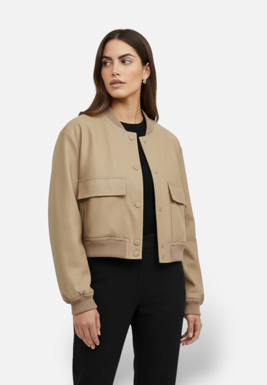 Chaqueta Bomber Mujer Corta Botonadura Simple Bolsillos - Mavetta