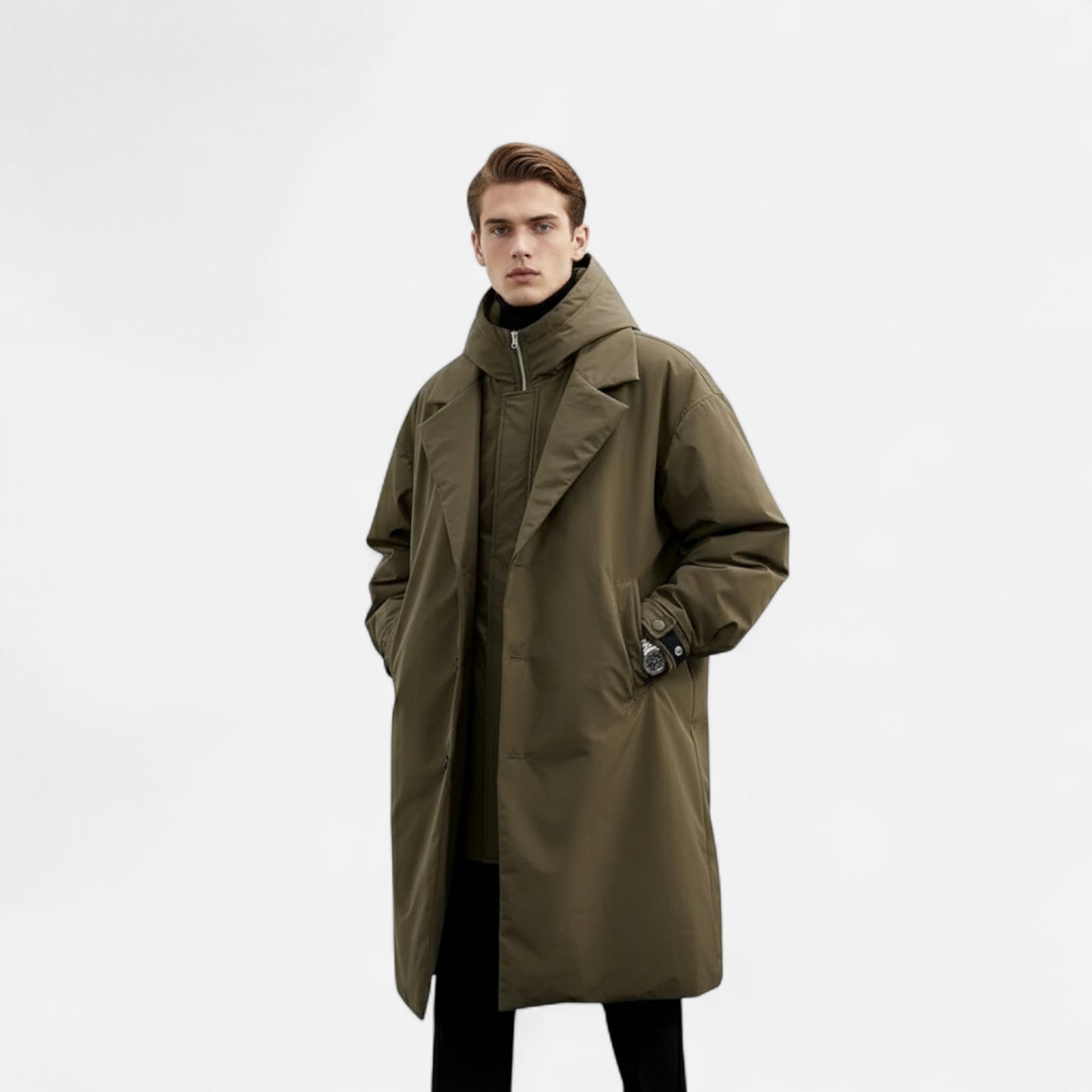 Chaqueta Hombre Larga Impermeable Invierno