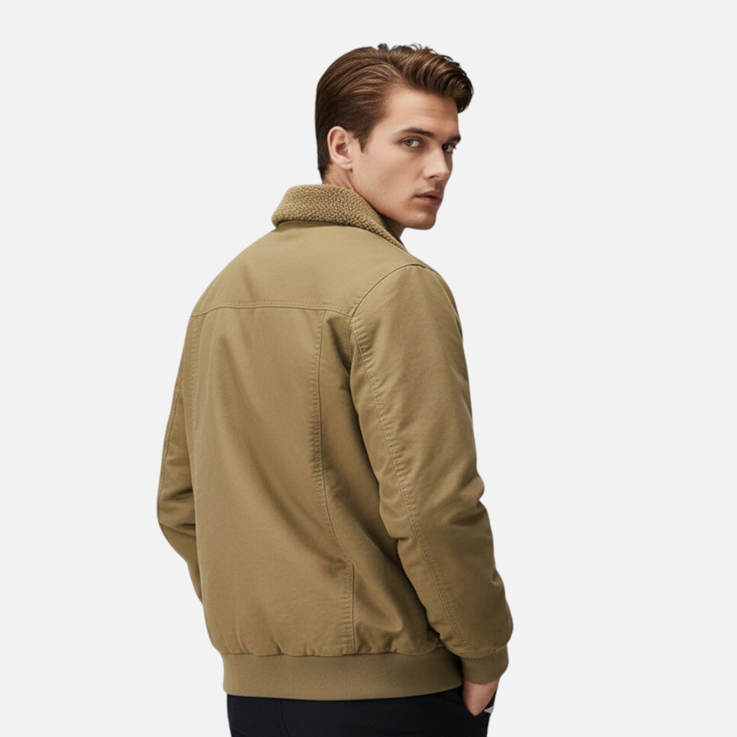 Chaqueta Hombre Invierno Algodón y Lana Ajuste Clásico