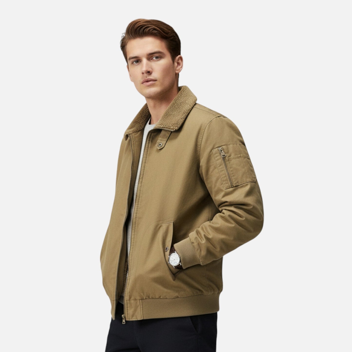 Chaqueta Hombre Invierno Algodón y Lana Ajuste Clásico