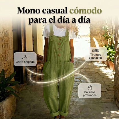 Mono mujer de tirantes con botones ajuste holgado