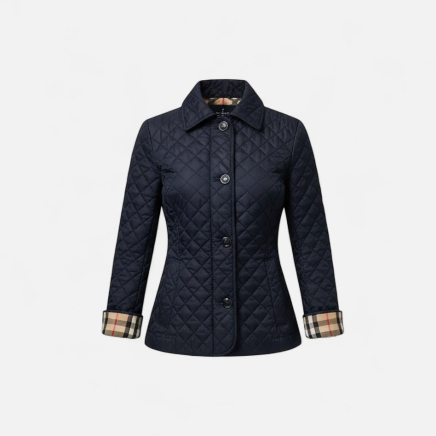 Chaqueta Acolchada Mujer Cuello Solapa Ajuste Elegante