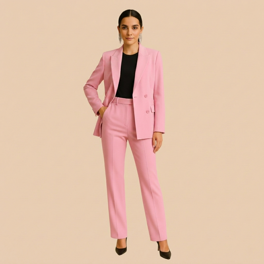 Traje Blazer Mujer Entallado Pantalón Recto Botones - Mavetta