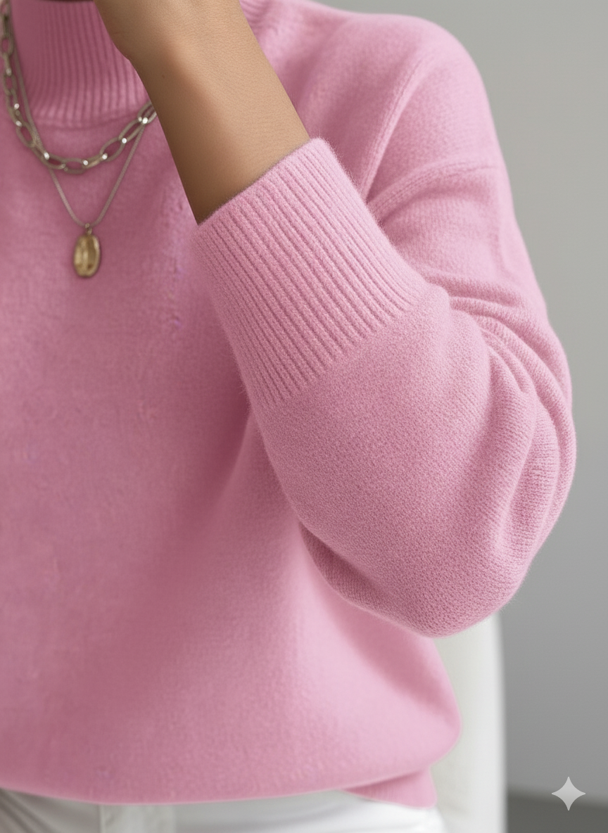 Jersey Mujer Cuello Alto Suave Ajuste Casual