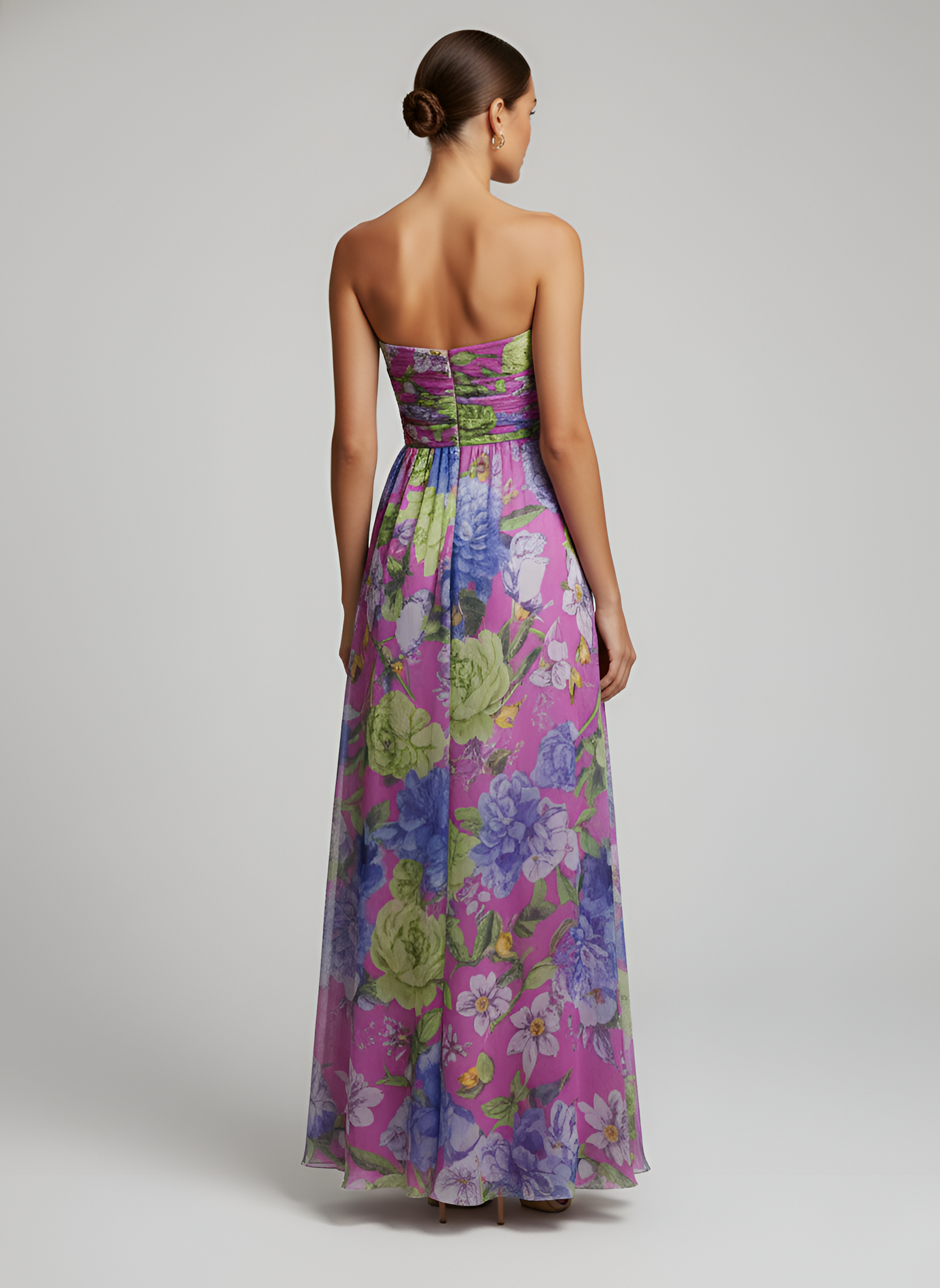 Vestido Largo Mujer de Poliéster Estampado Hombro Descubierto