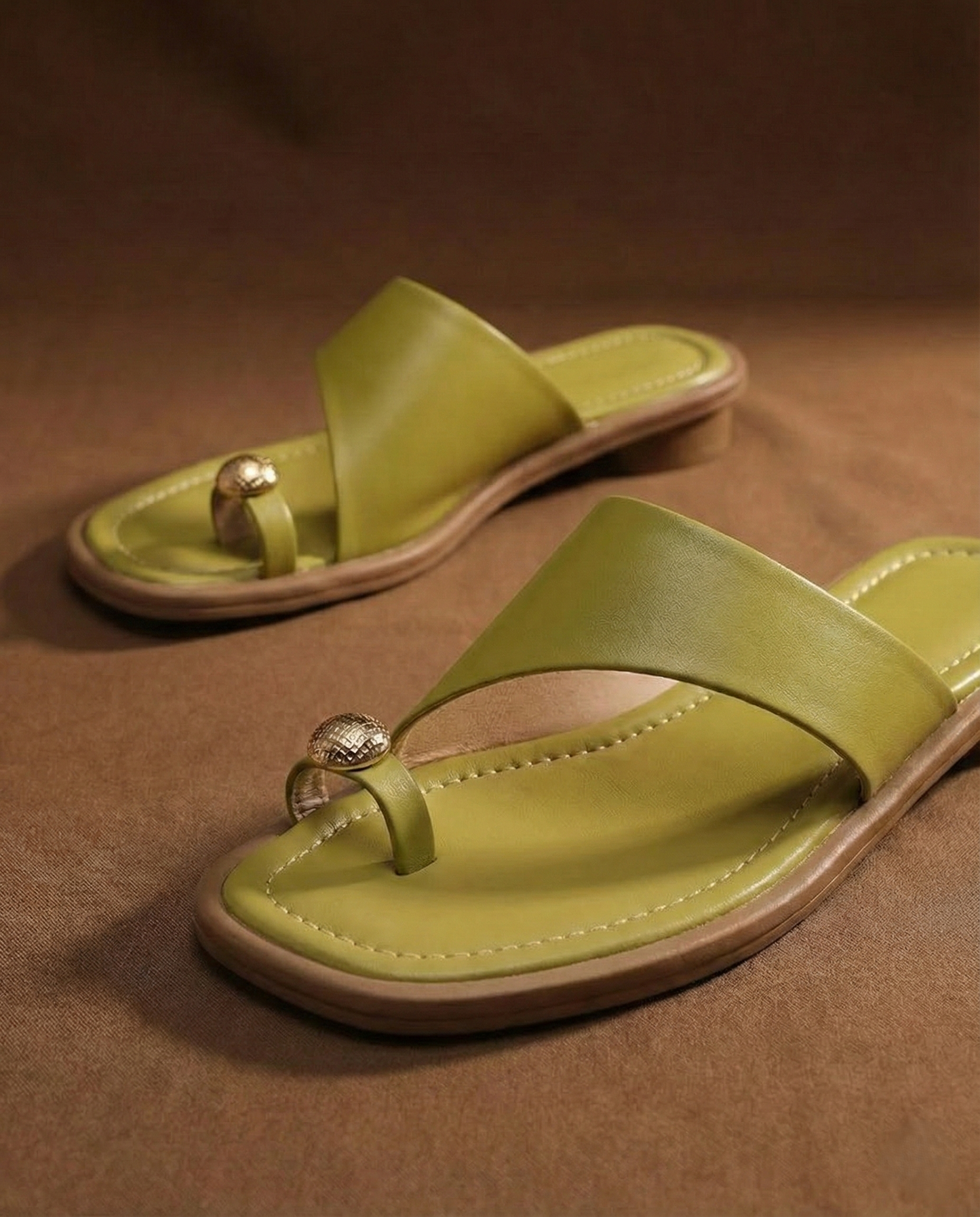 Sandalias Mujer de Cuero Punta Cuadrada Detalle Anillo Verano - Mavetta