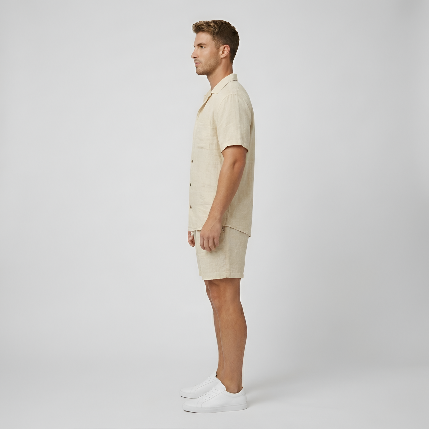 Conjunto Hombre de Lino Camisa de Botones y Bermudas
