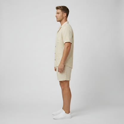 Conjunto Hombre de Lino Camisa de Botones y Bermudas