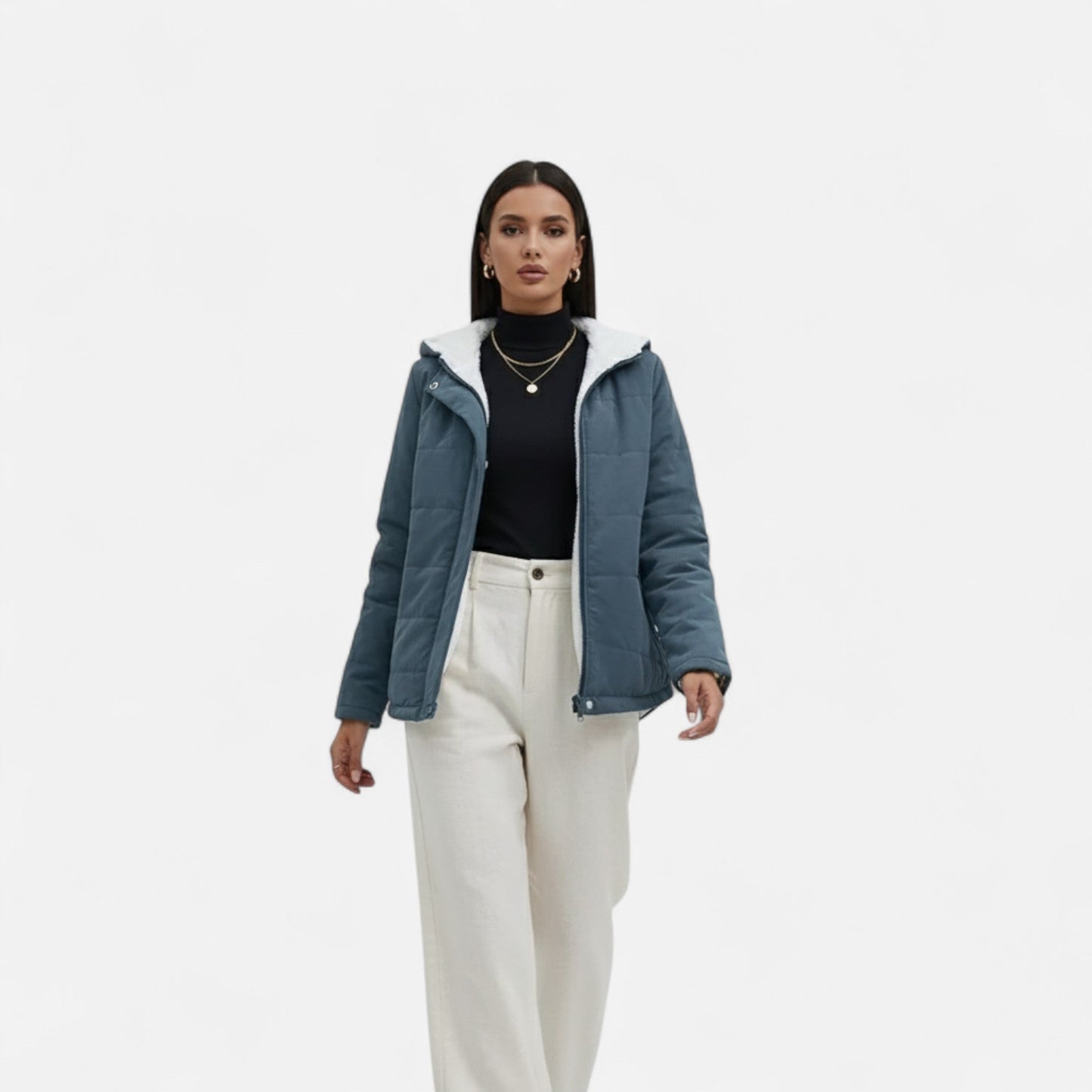 Chaqueta Mujer Invierno con Forro Polar Acolchada