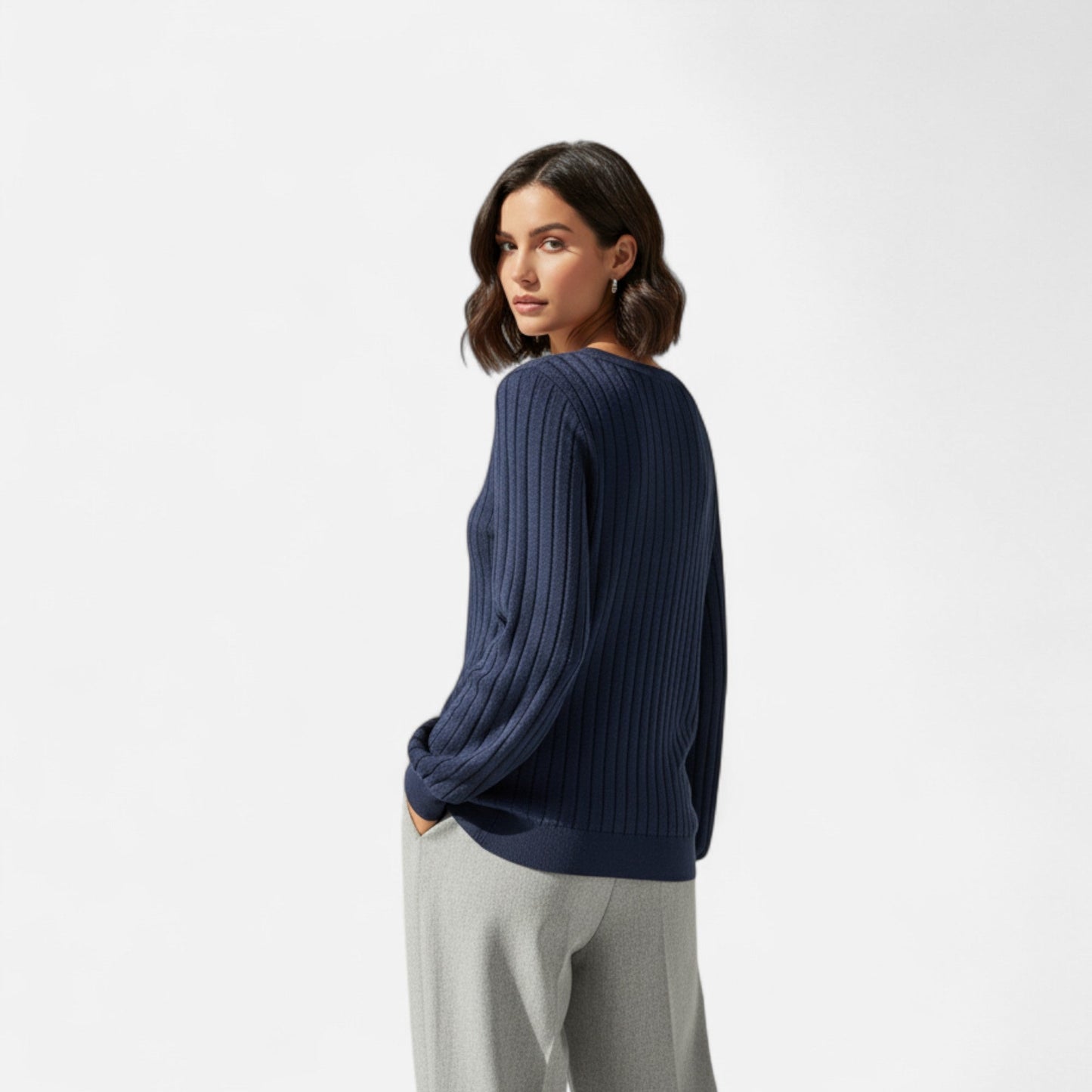Jersey Mujer Acanalado Cuello en V