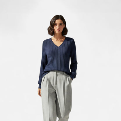 Jersey Mujer Acanalado Cuello en V