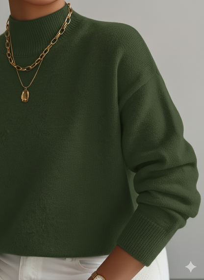 Jersey Mujer Cuello Alto Suave Ajuste Casual