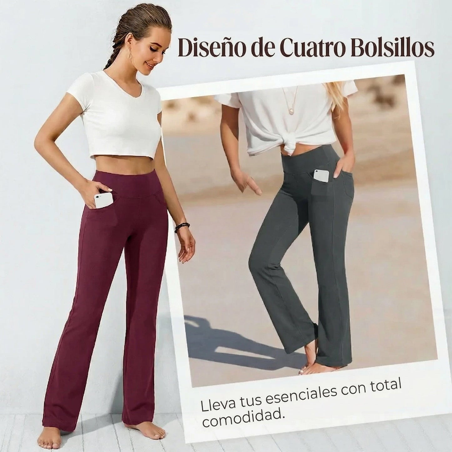 Pantalón Mujer Cintura Alta Elástico Corte Amplio