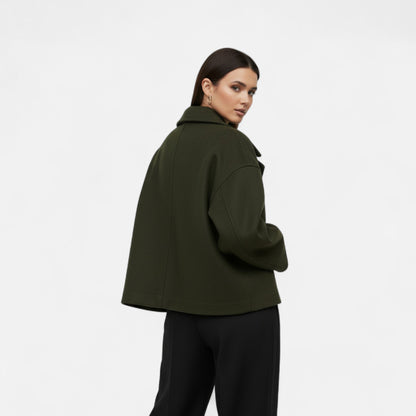 Abrigo Corto Mujer Oversize de Lana Elegante